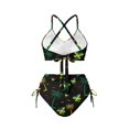 thumbnail image 5 of Xoenoiee Heart Jamaica Flag Palm Tree Print Women High Waisted Bikini Sets V Neck Tummy Control Bathing Suit Two Piece Swimsuits with Removable Pad, M, 5 of 7