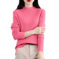 thumbnail image 4 of ManxiVoo Women's Ribbed Knit Turtleneck Sweater Long Sleeve Pullover Basic Top for Fall 2025 Versatile Layering Piece S Size Pink, 4 of 7