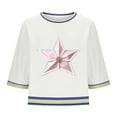 thumbnail image 6 of Tops for Women Short Sleeve Star Printed Round Necked Casual Star Printed Tops White Womens Blouse, 6 of 6
