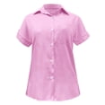 thumbnail image 5 of Shirts for Women Work Tops for WomenSolid Color Linen Short Sleeve Casual Loose Shirt, 5 of 5