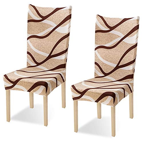 Argstar 2 Pack Dining Chair Covers Stretch Printed Armless Slipcover For Room Spandex Kitchen Parson Protector Cover Removable Washable Brown Stripes Com Argstar 2 Pack Dining Chair Covers, Leopard Print Parson Chair Covers
