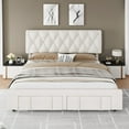 thumbnail image 2 of BeesClover Full Size Upholstered Platform Bed Frame with Storage Drawers, Solid Wood Slats, No Box Spring Needed, Suitable for Bedroom, 2 of 7