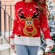 thumbnail image 4 of Jersey navideño para mujer, cuello redondo, manga larga, punto, con copos de nieve de reno, jersey noruego suave y cálido para invierno (XL), 4 of 4