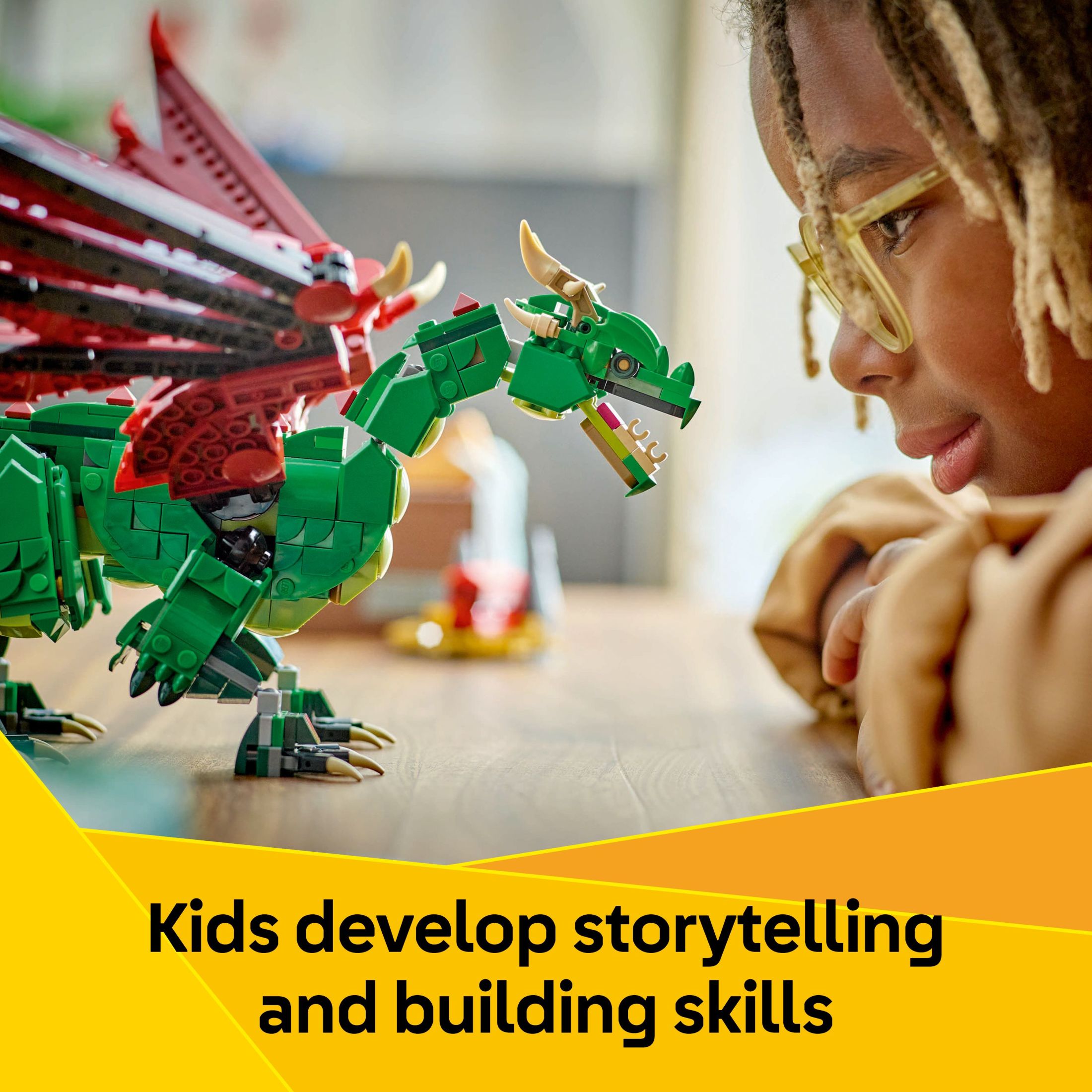 LEGO Creator 3 en 1 Dragón Medieval - Juguete de Construcción con 3 Opciones: Dragón, Serpiente Marina o Fénix - Set de Fantasía para Niños, Niñas y Niños, Mayores de 9 Años - Idea de Regalo para Cumpleaños - 31161 4