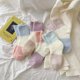 thumbnail image 1 of Calcetines de felpa de color contrastante con macarrones, calcetines de lana de coral para otoño e invierno, calcetines gruesos y cálidos para el suelo, calcetines para dormir en casa para mujer,, 1 of 5