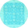 thumbnail image 1 of Ahgly Company Indoor Round Oriental Light Blue Traditional Area Rugs, 4' Round, 1 of 4