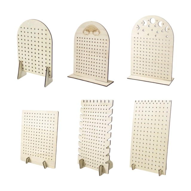 Soporte rústico de madera para exhibición de joyas (6 piezas) para pendientes, exhibición de joyas, tablero perforado, ideal para venta minorista, uso