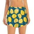 thumbnail image 2 of Goofa Lemon Printed Women 2 in 1 Running Shorts,Quick Dry Athletic Workout Shorts,High Waisted Athletic Shorts with Liner Pockets-X-Large, 2 of 9