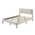thumbnail image 4 of Contemporary Pink Full Platform Bed: Plush Ribbed Upholstered Headboard, Low-Profile Frame, Modern Bedroom Furniture (55"x79"x43"H), 4 of 6