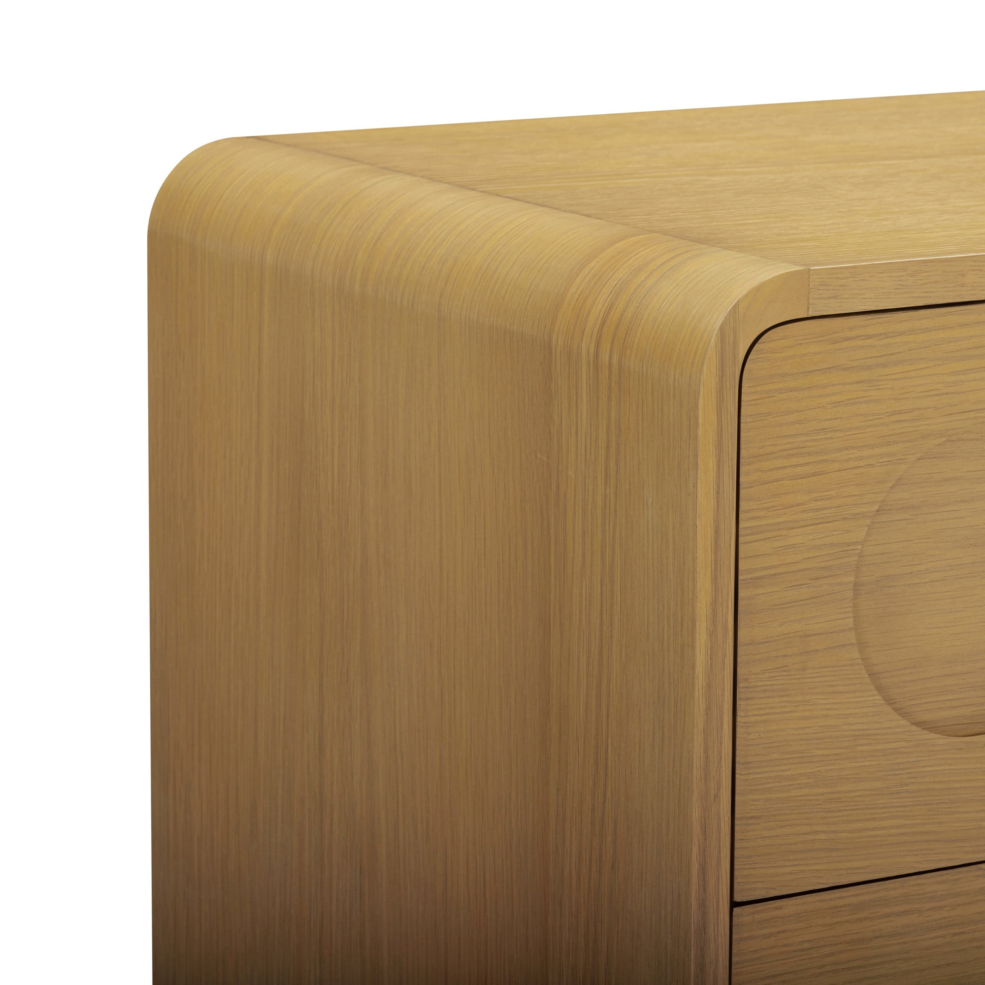 Tenley Mid-Century 5-Drawer Chest Dresser in Natural - Teamson Home: Push-Open Drawers, Wooden Construction with Real Oak Veneer