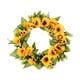 thumbnail image 2 of Guirnaldas de girasoles artificiales Guirnaldas florales grandes de 18 "para puerta dentera Girasol amarillo artificial con hojas perfecl corona de girasol, 2 of 8