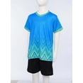 thumbnail image 4 of Linjinx Kids 2pcs Sports Suit Quick Dry Printed Contrast Color Shirts Shorts Set For Football Basketball B Light Blue 26, 4 of 7