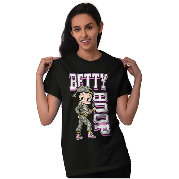 Betty Boop Camouflage Hip Hop Star Short Sleeve Women's Graphic Tee Brisco Brands S