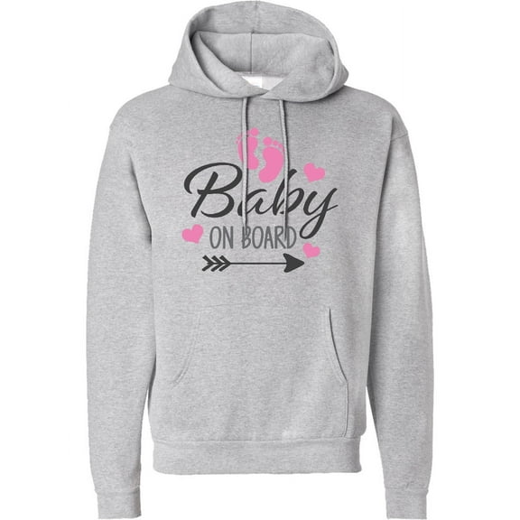 Inktastic Baby on Board with Arrow Pink Footprints and Hearts Adult Hoodie Sweatshirt