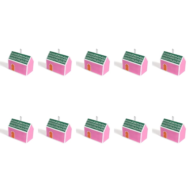 Bewildely Caja de galletas de regalo con forma de casa de 10 piezas, caja de regalo portátil para ceremonia de boda, banquete de cumpleaños, Kits de decoración para fiestas Rosa