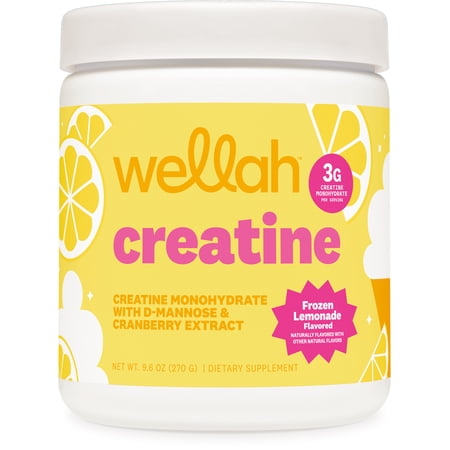 Wellah Creatine for Women (50 Servings, Frozen Lemonade) - Creatine Monohydrate with Dandelion & Cranberry Extract