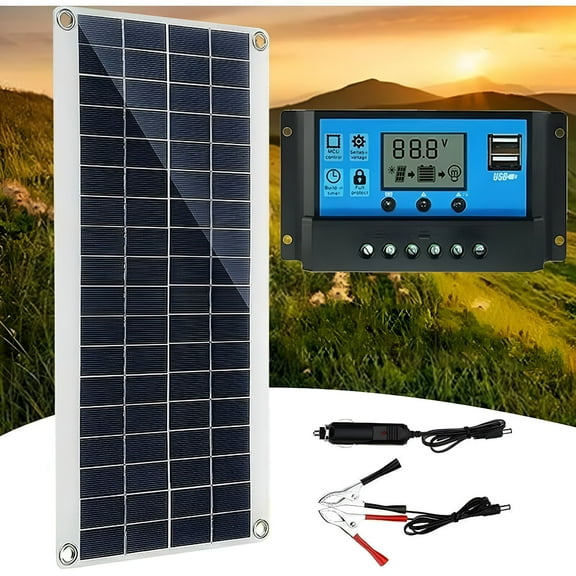 GJX 300W 12V Solar Panel, Solar Panel Kit, Battery Charger with 60A Solar Charge Controller for RV, Yacht, Outdoor, Garden, Lighting