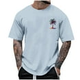 thumbnail image 2 of Mens Shirts Print Coconut Tree Blouses Round Neck Casual Short Sleeve Round-Neck Top Light Blue M T-shirts for Men, 2 of 4