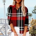 thumbnail image 3 of HTNBO Casual Button Down Shirts for Women Plus Size Long Sleeve Plaid Fall Blouse Business Work Tops, 3 of 8