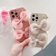 thumbnail image 3 of Compatible with iPhone 13 Pro Max Chain Case Cute Bow Bead Bracelet Strap Lanyard Wristband Charm Unique Design Fashion Luxurious Dream Protection Shockproof Cover for Girls Woman, 3 of 9