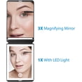 thumbnail image 4 of Rechargeable LED Travel Makeup Mirror – 1x/3x Magnifying, Dimmable, Folding, Handheld – Gift for Girls,Black, 4 of 9