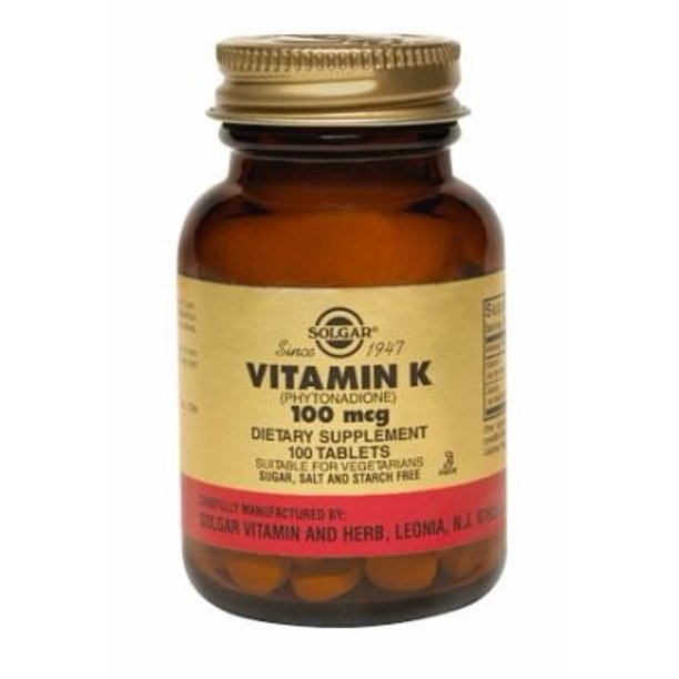Solgar Vitamin K 100 mcg Tablets, 100 Ct