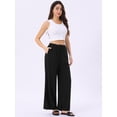 thumbnail image 2 of DARING DIVA Women's Linen Flowy Palazzo Trousers with Pockets M Black, 2 of 6
