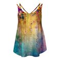 thumbnail image 4 of Sleeveless Cami Tops For Womens Spaghetti Straps Sexy Pleated Tank Tops Women Petal Print T-Shirt Casual Comfy T-ShirtsWomens Crew Neck Top, 4 of 5