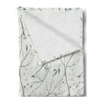 thumbnail image 2 of Grey and Mint Soft Flannel Fleece Throw Blanket, Rustic Branches White Buds Purity of Untouched Nature Theme, Cozy Plush for Indoor and Outdoor Use, 70" x 90", Pale Mint Green White, by Ambesonne, 2 of 5