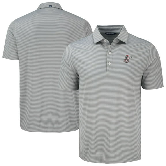 Men's Cutter & Buck Gray Cincinnati Reds Forge Eco Fine Line Stripe Polo