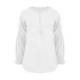 thumbnail image 6 of Dazajoo Womens 3/4 Sleeve Cotton Shirts Vintage Linen Blouses Button V Neck Tunic Tops Solid Color Tees Loose Fit Shirt,White,L, 6 of 6