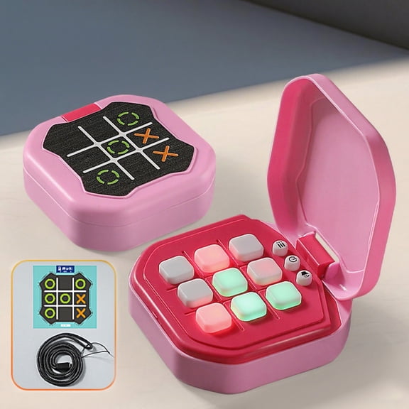Mecorevxz Tic-Tac-Toe Bolt Game, 4-in-1 Handheld Puzzle Games Console, Electronic Tic-Tac-Toe Game for Educational and Memory Growth, Portable Travel Games for Car Ride, Board Games(Pink)