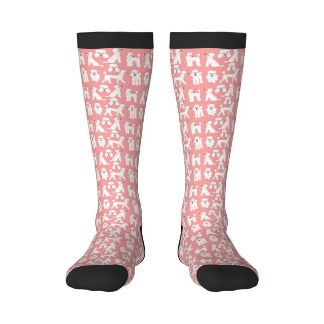 Balery Cute Poodle Dog Calcetines novedosos Calcetines deportivos Calcetines hasta la rodilla Calcetines de algodón Calcetines originales y geniales