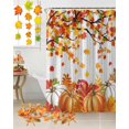 thumbnail image 5 of Orange Pumpkins Fall Shower Curtains for Bathroom, Maple Leaf Thanksgiving Botanical Vintage Waterproof Fabric Shower Curtain for Bathroom Bathtub Decoration, Machine Washable, 54x"78", 5 of 9