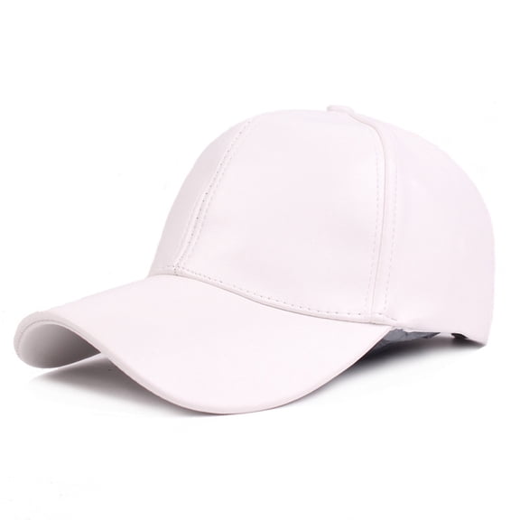Unisex Men Women Classic Solid Baseball Hat Adjustable Faux Leather Golf Cap