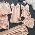thumbnail image 3 of Outfmvch pajama sets for women 2 piece womens pajamas silk pajamas for women Sleepwear Sets notch collar short sleeves Slim-Leg Solid color leisure Polyester 1 Set of lace satin pajamas A XXL, 3 of 5
