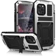 thumbnail image 2 of Compatible with iPhone 13 Pro Max Case Metal Phone Case Stand Built in Screen Protector Outdoor Sports Heavy Duty Protection Shockproof Cover (2021 6.7 lnch) Silver, 2 of 16