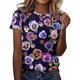 thumbnail image 2 of Fiudx Ofertas Relámpago Camiseta de Manga Corta con Cuello Redondo y Estampado de Flores y Plantas Informal de Moda para Mujer, 2 of 3