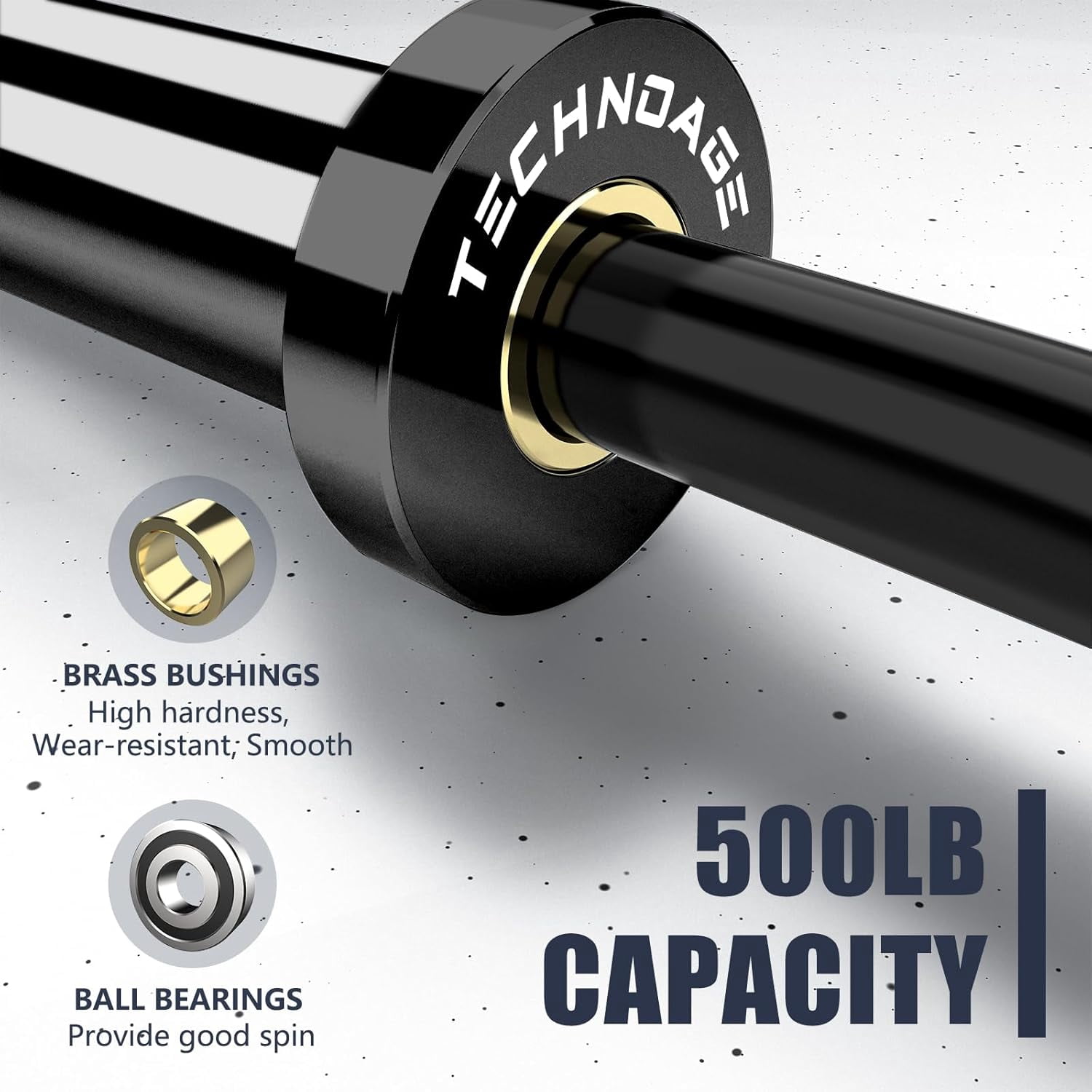 Tuekys 47 Inch Barbell Bar for Weightlifting and Powerlifting, Weight Bar for 500lbs Capacity, EZ Curl Bar Fit 2" Standard Weight Plates