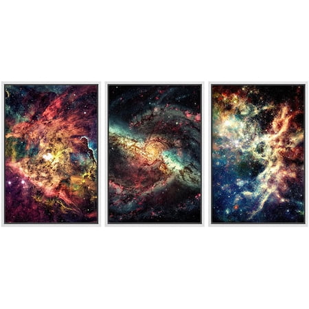 wall26 Framed Canvas Print Wall Art Set Colorful Star Galaxy Nebula Astronomy & Space Nature Digital Art Sci-Fi & Fantasy Decorative Landscape for Living Room Bedroom Office - 24 x36&q