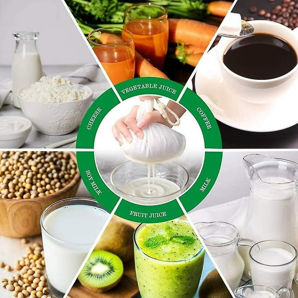 CHAO Juego de paños para colar alimentos, 10 Uds., filtro, bolsa de muselina de algodón, suave, puro, fino, cuadrado, tela de muselina, tejido, queso, mantequilla, vino, cerveza, leche, fruta