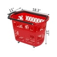 thumbnail image 2 of VEVOR 6 Pcs Chariots de Magasin, Panier de Courses en Plastique avec Roues, Paniers de Courses Rouges avec Poignées, Ensemble de Paniers de Courses Portables pour Magasin de Détail, 2 of 9