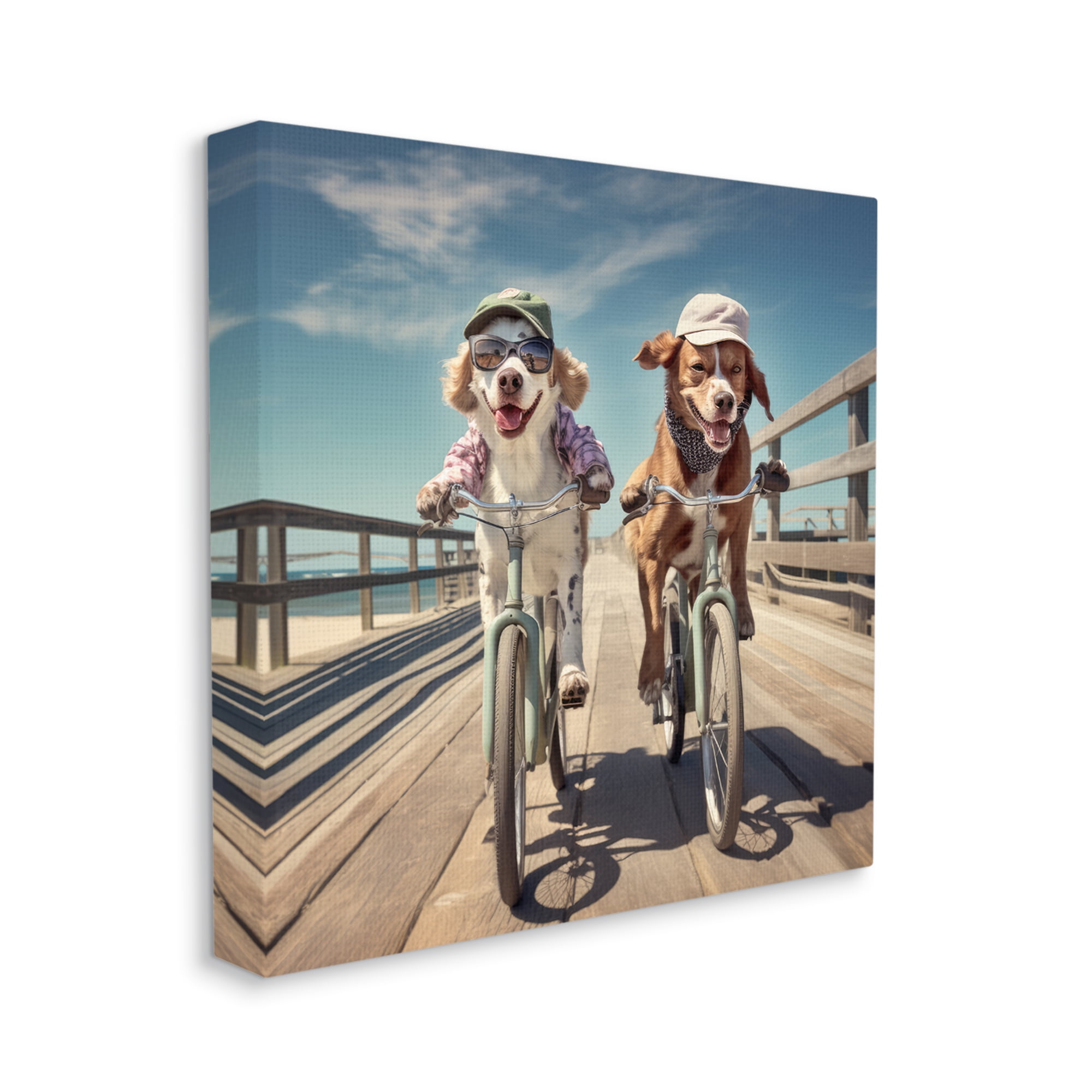 Stupell Industries Funny Bike Riding Dogs Animals & Insects Painting Gallery Wrapped Canvas Art Print Wall Art, 17 x 17