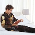 thumbnail image 4 of Salouo Romantic Flower Lion Couple Print Button-Front Long Sleeve Pajama Set for Men, Soft 2Pjs Men's Long Sleeve Sleepwear -Medium, 4 of 7