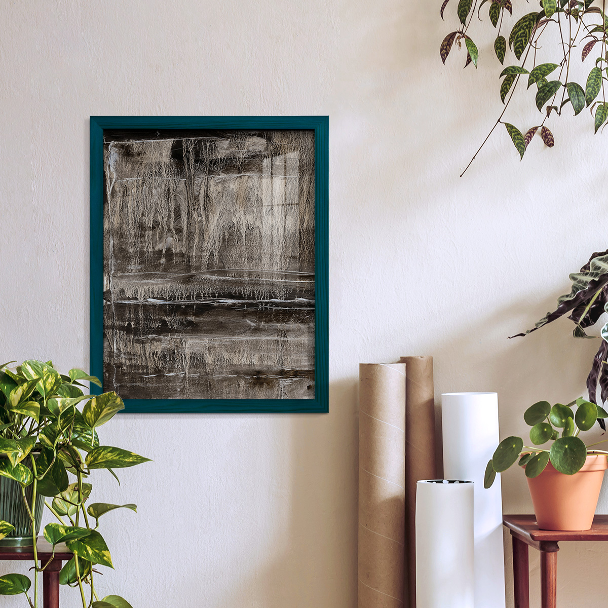 Continuum III -Framed Print w/glass-Ocean Blue