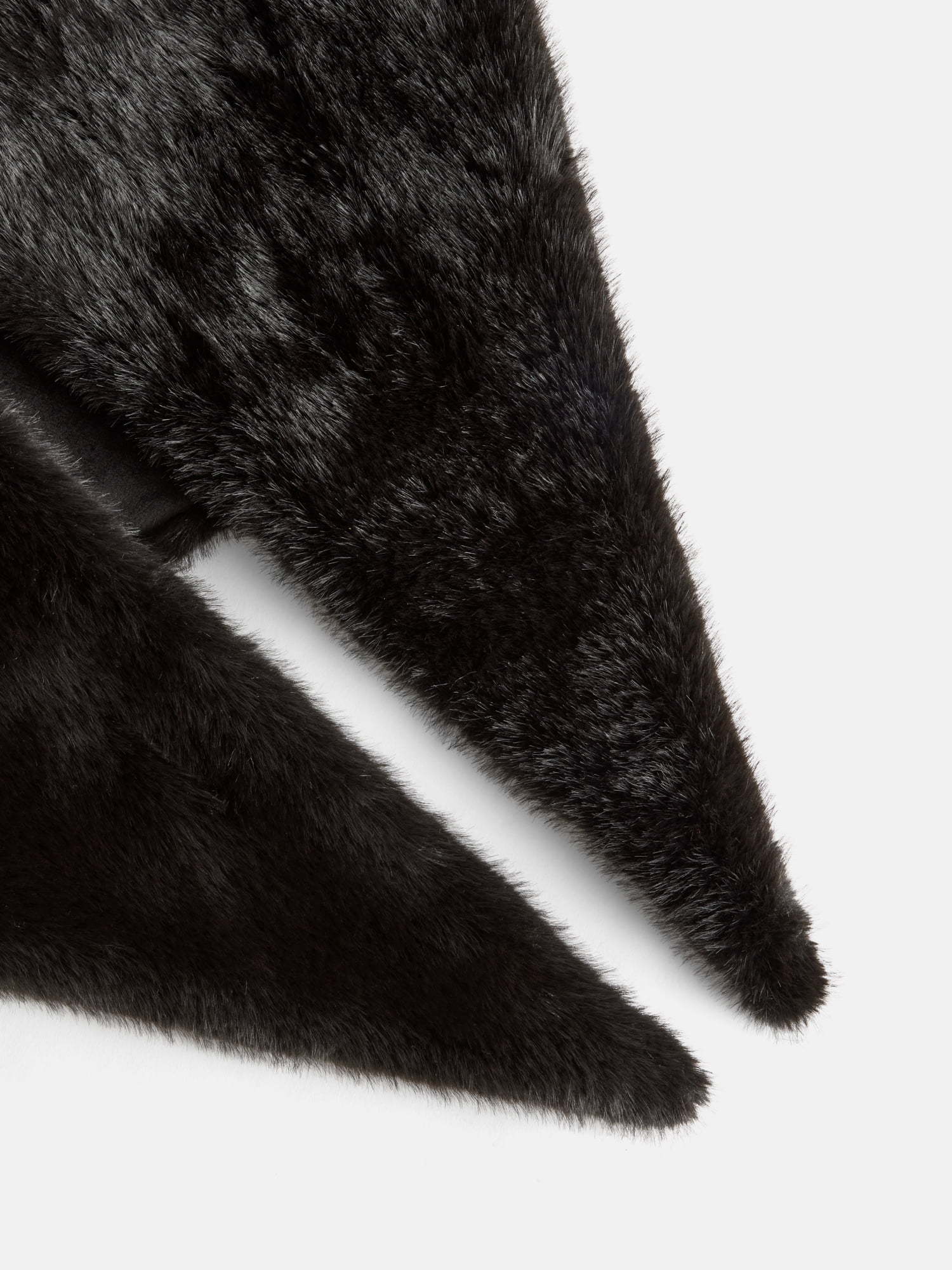 Scoop Women's Faux Fur Triangle Scarf with Brooch, Black Soot