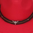 thumbnail image 6 of NOLDARES Cowboy Hats for Kids Vintage Wide Brim Felt Cowboy Hat Girls Cowgirl Hat with Belt Buckle(Red,3-18 Y), 6 of 7