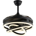 thumbnail image 3 of 42 Inch Retractable Ceiling Fans with Lights and Remote, Geometric Rings Circled Black Chandelier Fan Light Kit, 3-Color LED Light, Invisible Blades Modern Smart Fan for Bedroom Living Room, 3 of 9