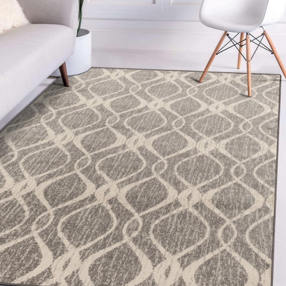 Luxe Weavers Dark Grey 8x10 Geometric Area Rug for Living Room