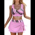 thumbnail image 1 of Conjunto de Bikini de Cintura Alta para Mujer, Falda con Control de Abdomen, Traje de Baño de Dos Piezas con Estampado de Control de Abdomen Rosa L, 1 of 6